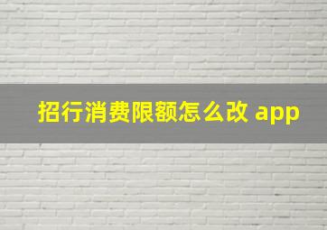 招行消费限额怎么改 app